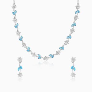 Silver Aqua Blue Floral Set
